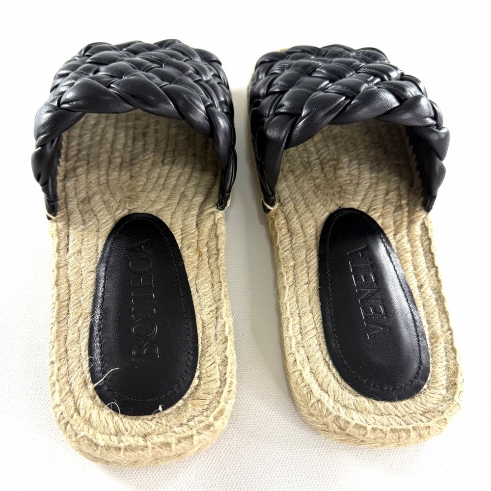 Bottega Veneta Women Jack Flat Sandal Nappa Weaving Foulard Black Sandal - Picture 5 of 10